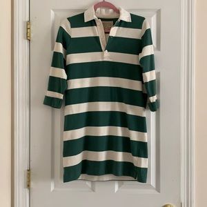 Long sleeve green striped mini dress
